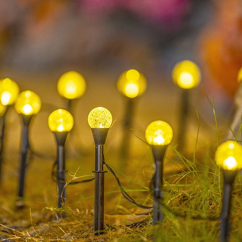 1 Pc 5M-20Leds Outdoor Solar Pathway Lights Garden Lights Waterproof Crystal Ball Plug in Light Courtyard Garden Lawn Path Wedding Festival Atmosphere Decorative Light String