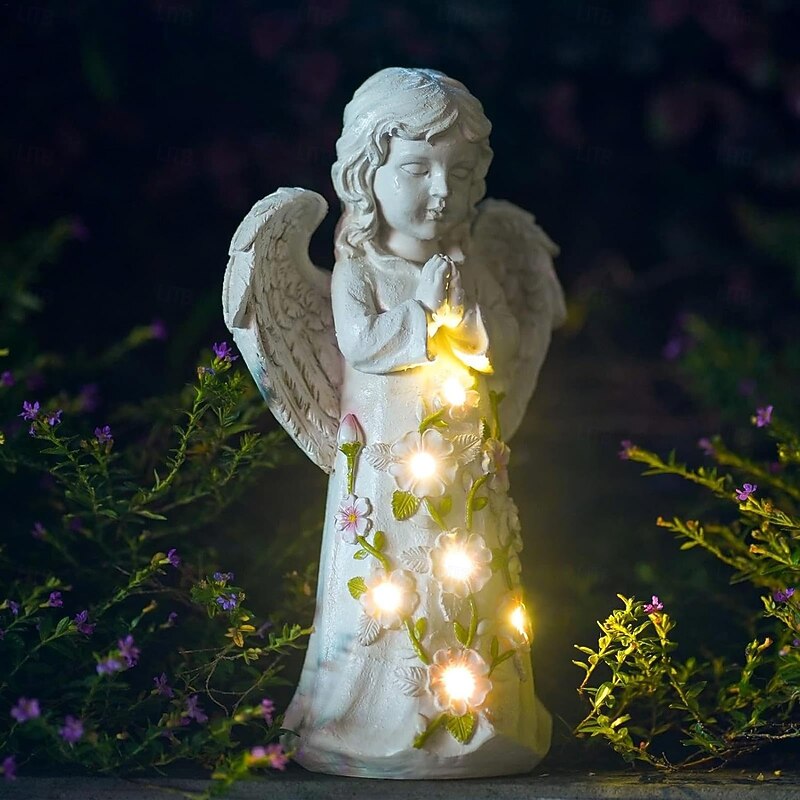 1 Pc Outdoor Solar Waterproof Angel Wings Decorative Light Courtyard Garden Path Lawn Balcony Terrace Landscape Light Pendant Light Statue Light2