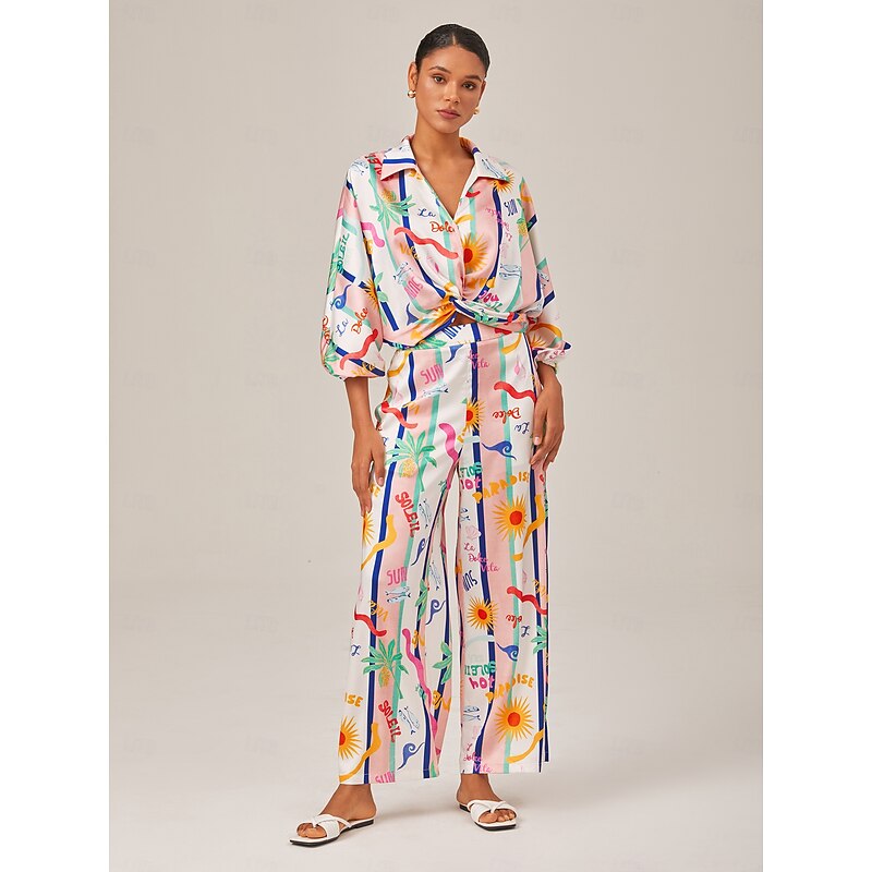 Tropical Print Twist Front Shirt4