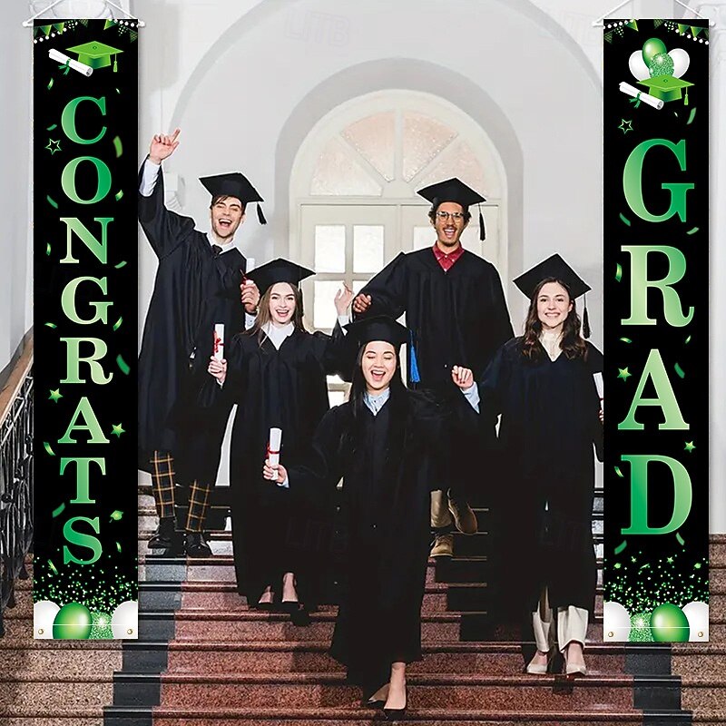 Graduation Decorations Class of 2025 Congrats Grad Banner Hanging Flags Porch Sign, 2025 Graduation Decorations Party Supplies for Any School Indoor/Outdoor Decor4