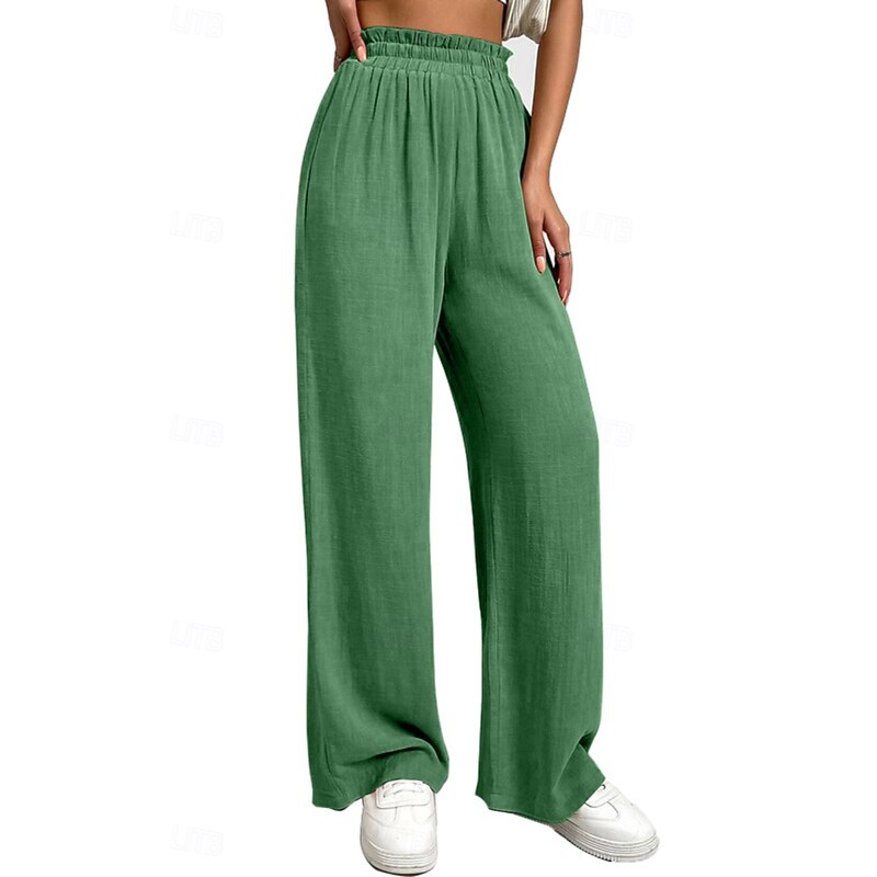 Women's Cotton Linen Pants Slacks Fashion Streetwear Full Length Natural Plain Elastic Waist Outdoor Comfortable Outdoor Weekend Apricot Black Orange Green Summer Regular Fit3