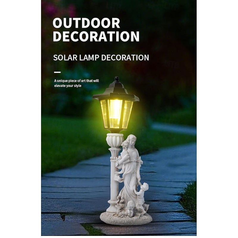1 Pc LED Outdoor Landscape Lights Angel Hug Book Mother and Child Resin Pendant Lamp Courtyard Garden Lawn Path Park Landscape Lamp Decorative Lamp3
