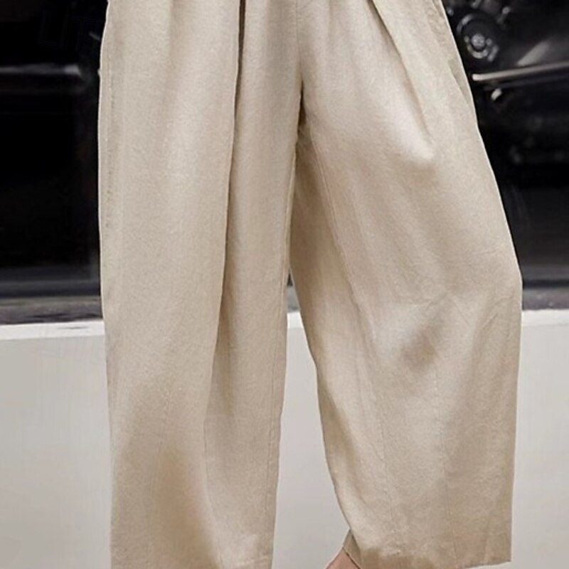 Retro Vintage Medieval Renaissance Ankle Length Pants Wide Leg Pants Solid Color Fancy Dress Women's Vacation Casual Daily Adults' Pants Spring & Summer3