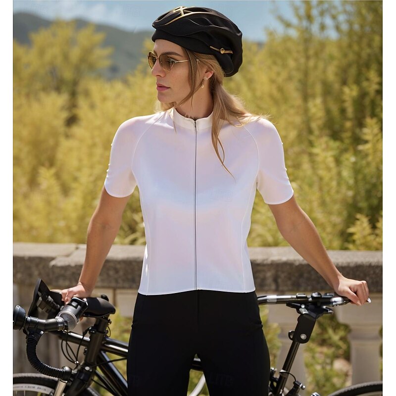 Women's Cycling Jersey Solid Color Graphic Short Sleeve Bike Jersey Top with 3 Rear Pockets Sunscreen UV Resistant Quick Dry Reflective Strips Sports Wine Red White Army Green Clothing Apparel4