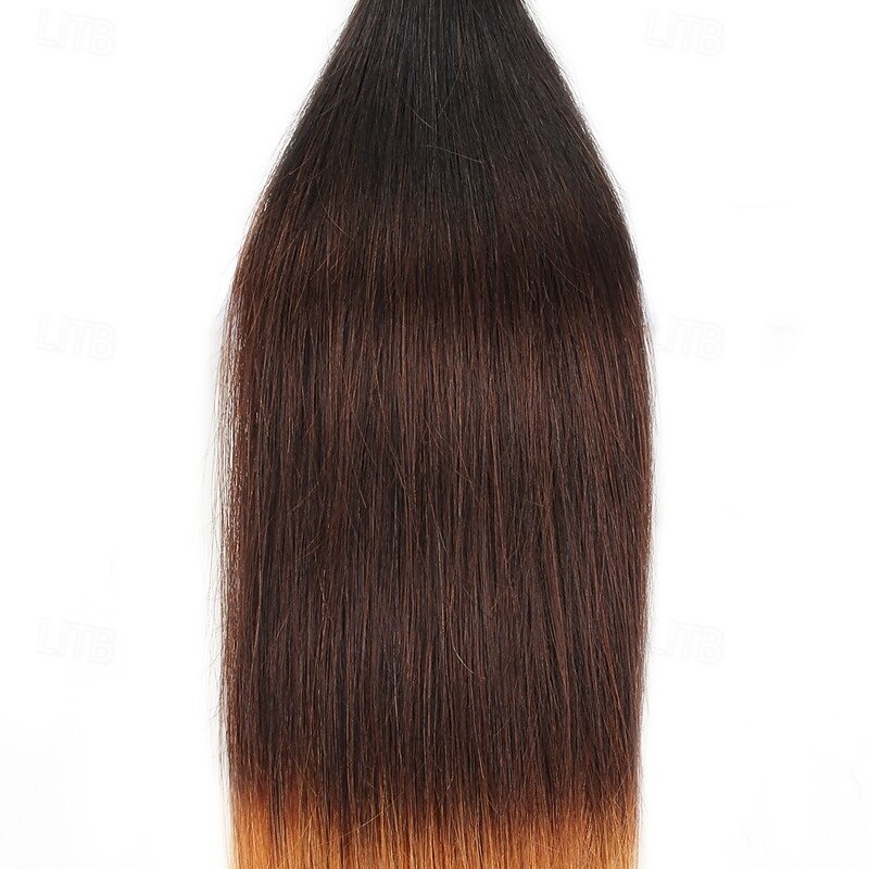1 Bundle Real Human Hair  Tricolor Bundle T1B/4/27# Straight Human Hair 14-24 Inches4