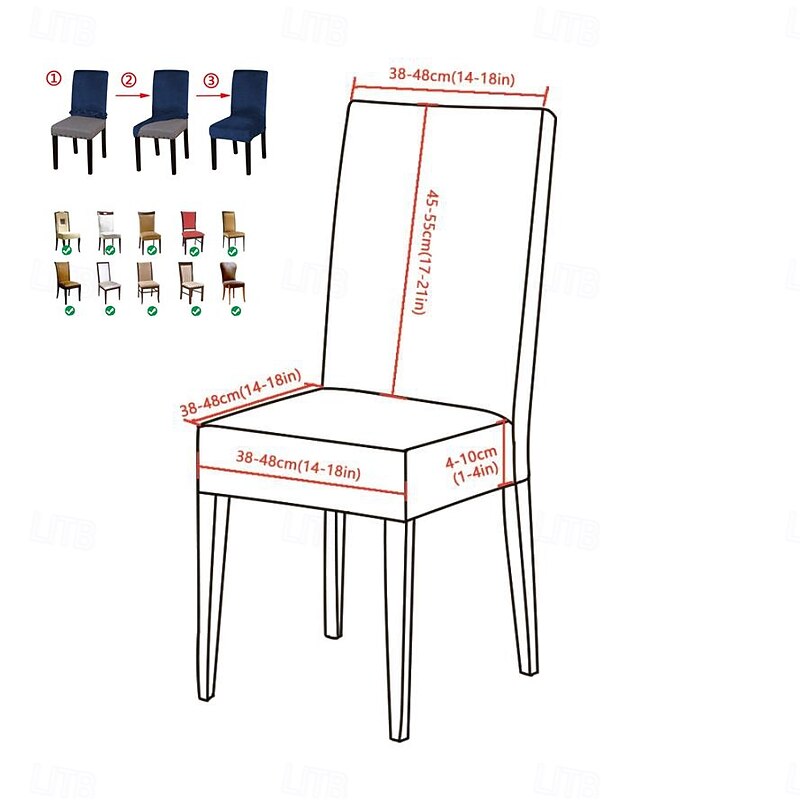 1/2/6pcs Elastic Dining Chair Covers And Anti Slip Waterproof Fashionable Dining Chair Covers Simple Artificial Leather Chair Covers Suitable for Home Decoration Hotel Restaurant And Banquet Living Ro3