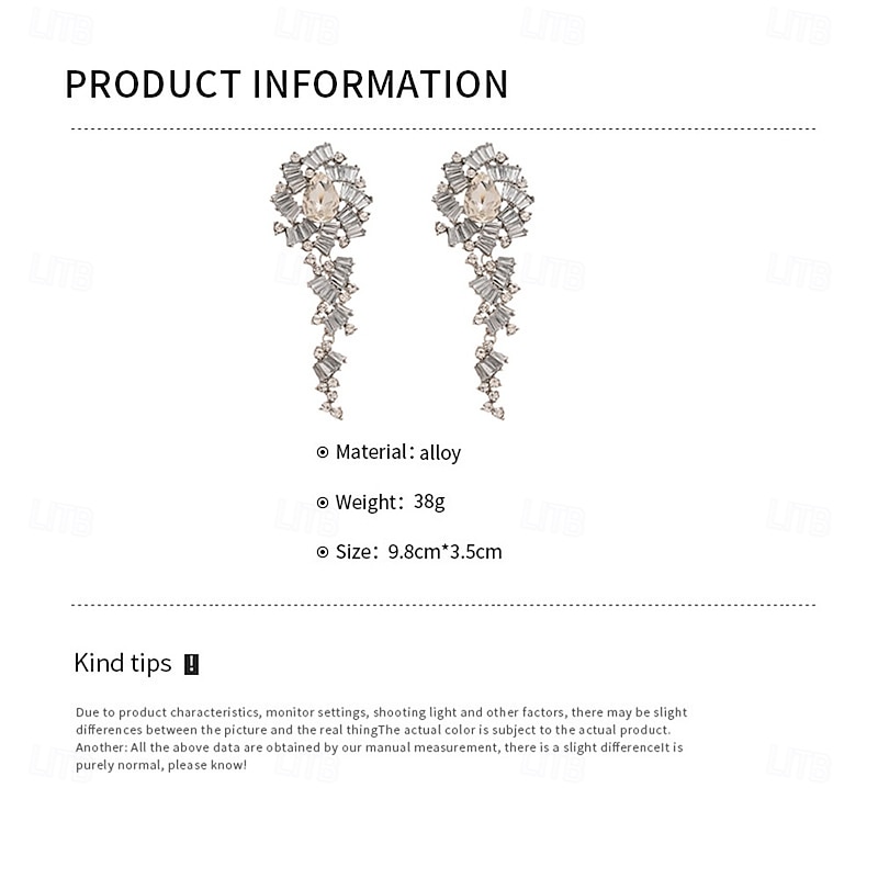 Silver Cubic Zirconia Hoop Earrings Vintage Style Geometrical Drop Vintage Fashion Earrings Jewelry Silver For Wedding Party Holiday 1 Pair2