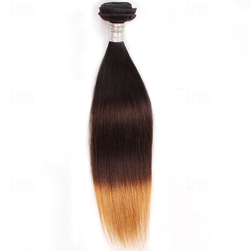 1 Bundle Real Human Hair  Tricolor Bundle T1B/4/27# Straight Human Hair 14-24 Inches2