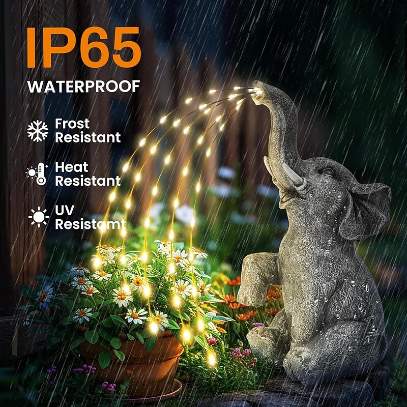 1 Pc Outdoor Solar Elephant Lights Copper Wire Light Courtyard Garden Balcony Path Lawn Landscape Light Sculpture Light Ornament Light