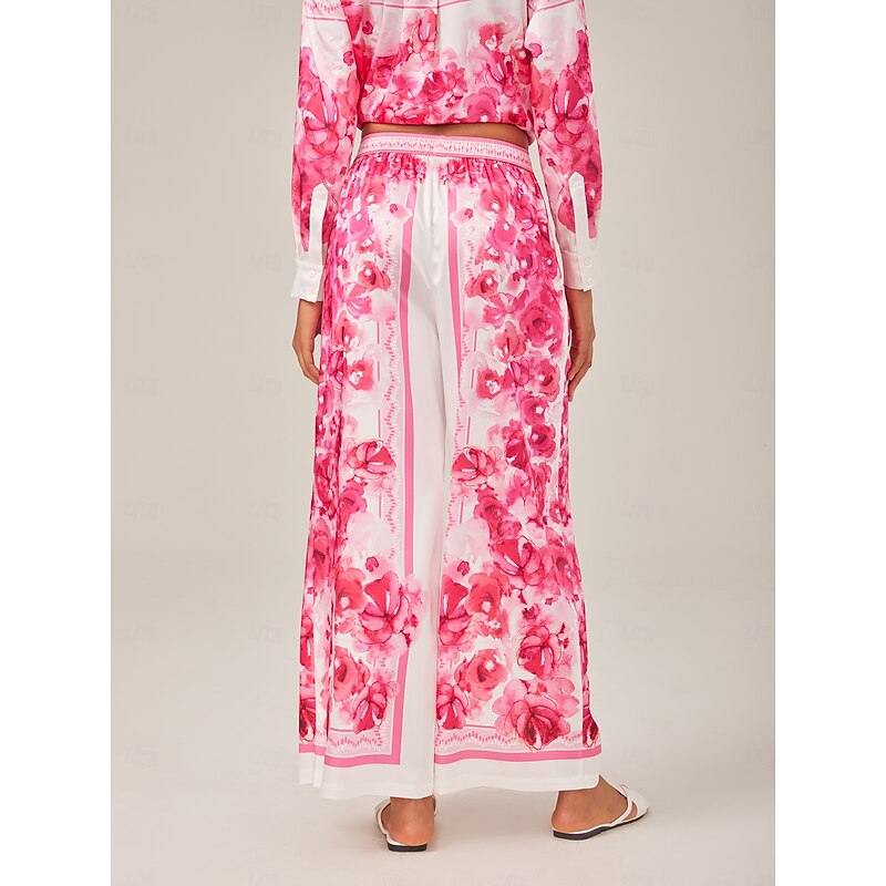 Printed High-Waisted Casual Pants3