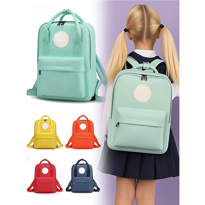 Kids School Backpack with Customizable Badge Patch – Lightweight Durable Elementary Bookbag for Girls and Boys with Adjustable Straps and Large Front Pocket2