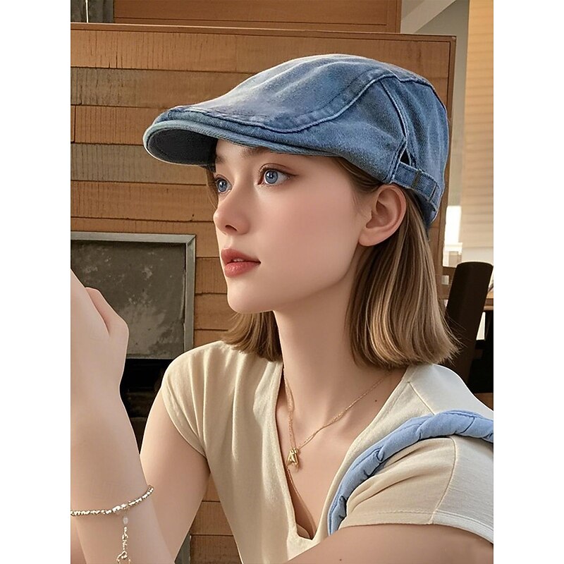 Women's Denim Flat Cap with Adjustable Fit, Casual Style for Spring & Summer, Perfect for Outdoor Activities, Daily Wear and Travel3