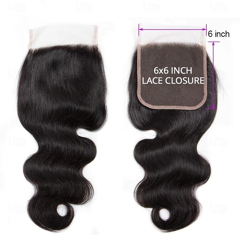 Brazilian Body Wave Closure 6x6 HD Transparent Lace Closure Free/Middle/Three Part Remy Pre Plucked HD Human Hair Closure