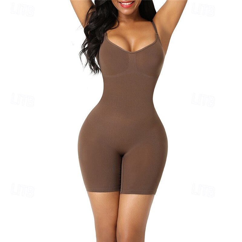 Women's Plus Size Romper Bodycon Solid Color Spaghetti Strap Sleeveless Round Neck Backless Home Bodycon Top Black Brown Apricot All Seasons2
