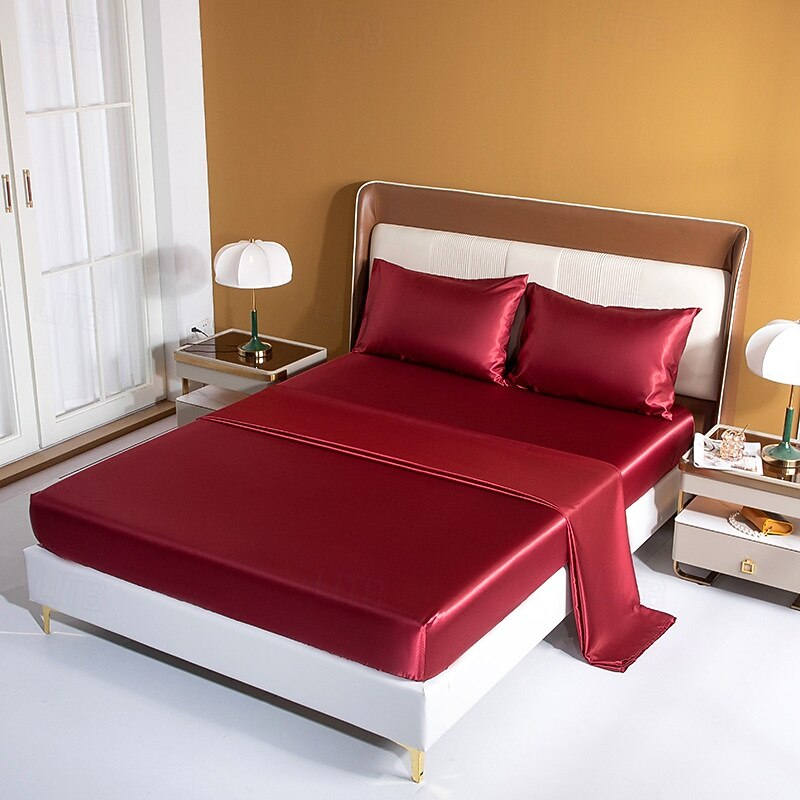 Satin Ice Silk Four-piece Set European American Sheets, Mattress Covers, Pillowcases Bedding2