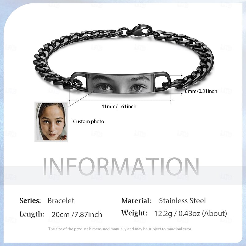 Personalized Eye Photo Bracelet Custom Best Gift for Dad, Keepsake for Husband, Friend, Father's Day, Christmas, Valentine's Day, Birthday, Anniversary2