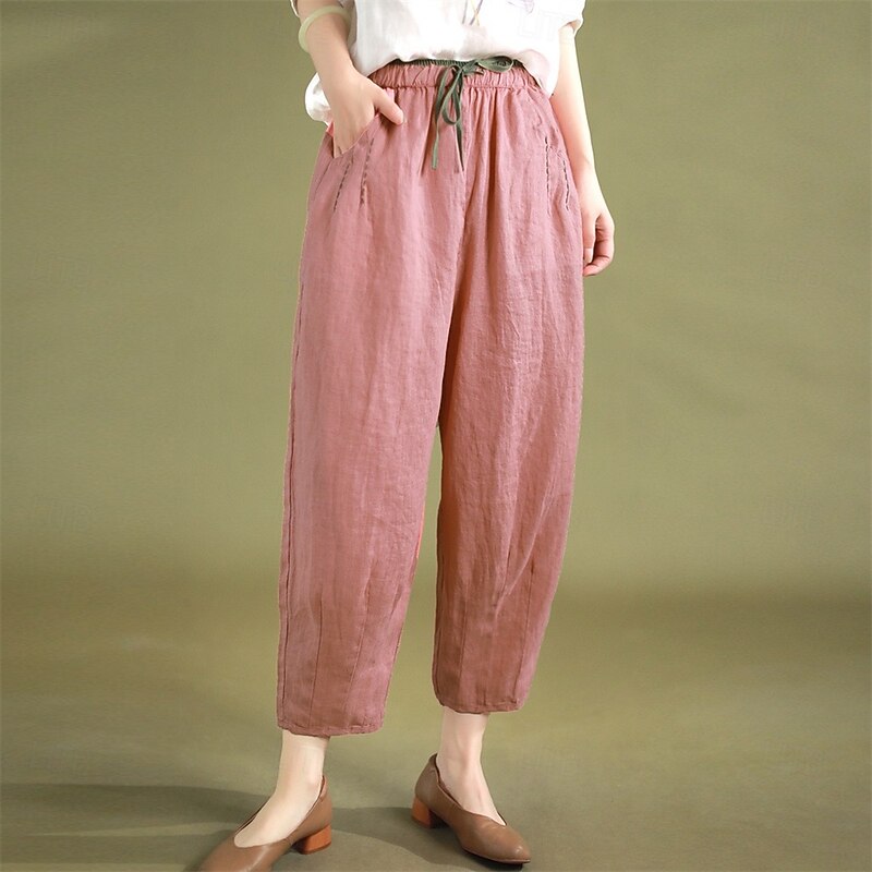 Retro Vintage Medieval Renaissance Ankle Length Pants Solid Color Fancy Dress Women's Vacation Casual Daily Adults' Pants Spring & Summer4