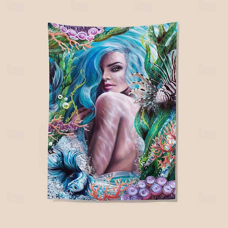 Dakota Daetwiler Hanging Tapestry Wall Art Large Tapestry Mural Decor Photograph Backdrop Blanket Curtain Home Bedroom Living Room Decoration "Glass Mermaid" - by Dakota Daetwiler4