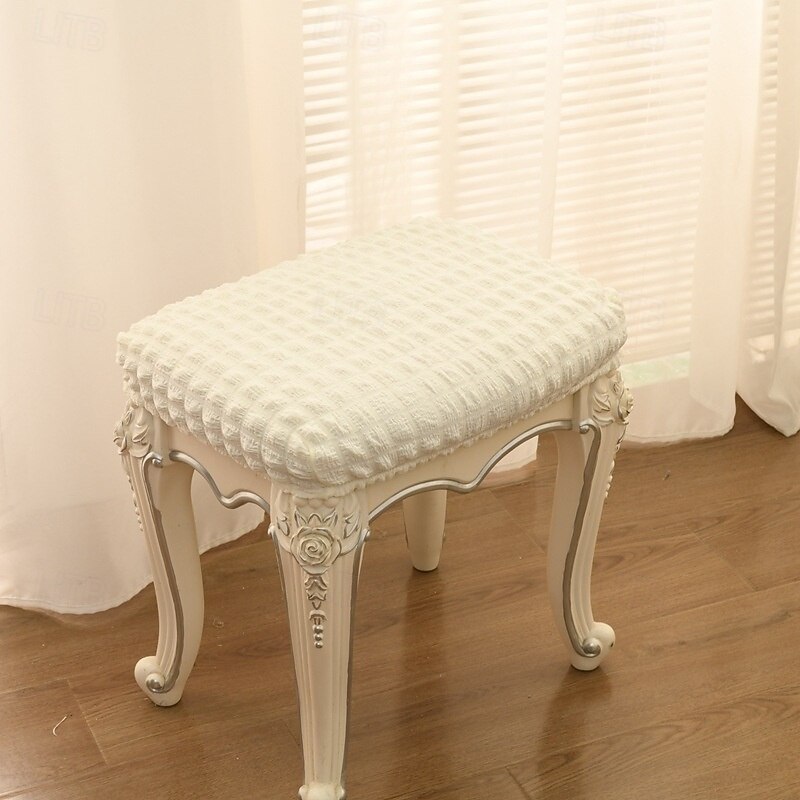 Vanity Stool Bench Covers, Rectangle Bar Stool Covers, Luxury Crease-Resistant Jacquard Fabric Saddle Bar Stool Slipcovers Stretch Washable2
