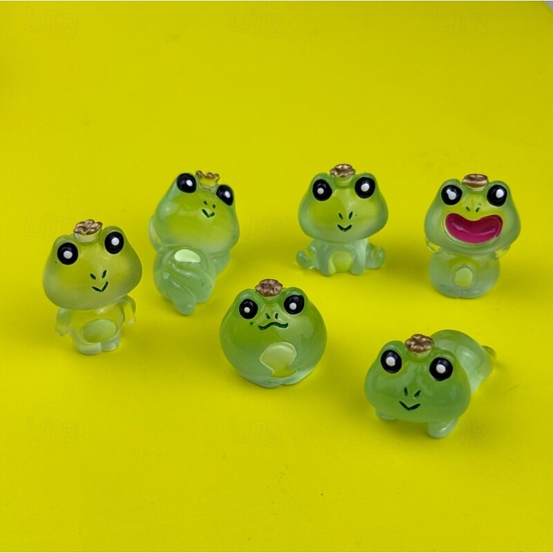 Cute Little Frog 6-piece Handmade Hair Clip Children's Frog Spring Cute Hair Clip Resin Small Ornament Can Shine2