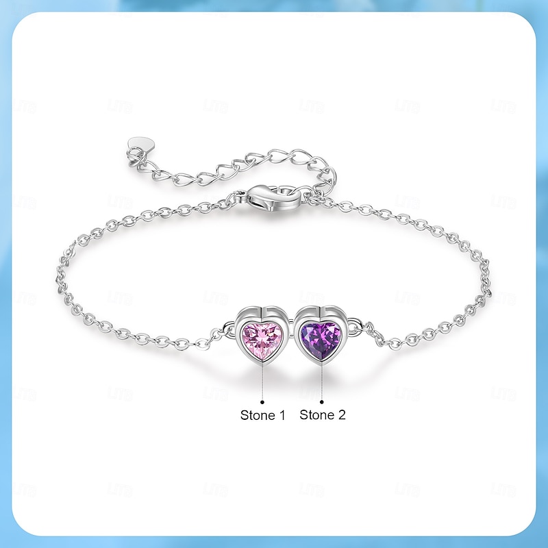 Personalized Birthstone Bracelet  Romantic Gift for Mom Wife Girlfriend, Mother's Day Valentine's Day Christmas Birthday Anniversary Jewelry, Daily Wear Accessory3