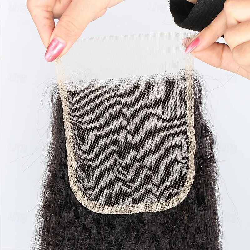 Afro Kinky Straight Transparent Lace Closure Only 100% Human Hair Closure Peruvian Remy Yaki Straight 4x4 Lace Closure For Women4