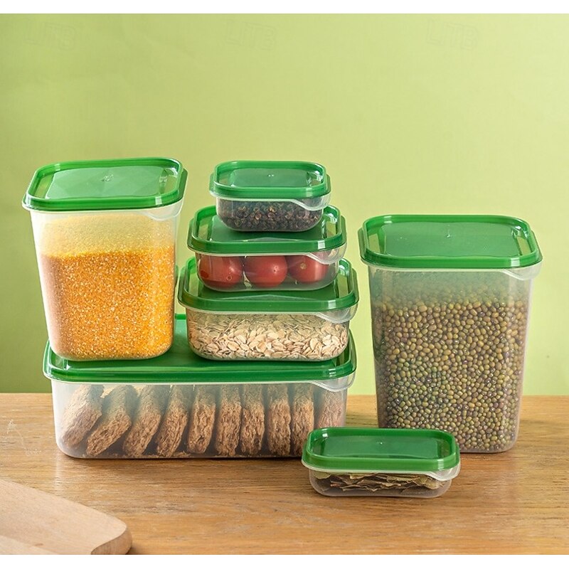 17PCS Food Container Fridge Bins, Leakproof Food Grade Plastic Various Sizes with Lid for Leftover Meals