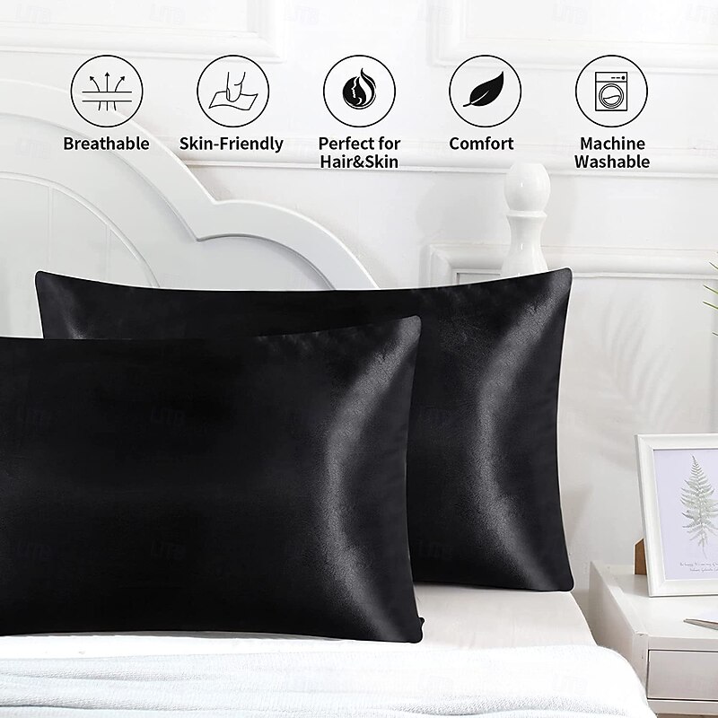 Satin Envelope Zipperless Pillowcase Simulated Silk Cold Feeling Pillowcase Pillow Cover4
