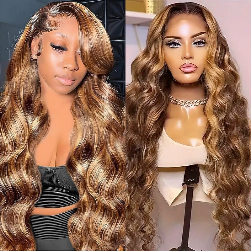 Highlight P4/27 Piano Color 4x4 Lace Wig Body Wave Lace Wig 150% Density With Baby Hair