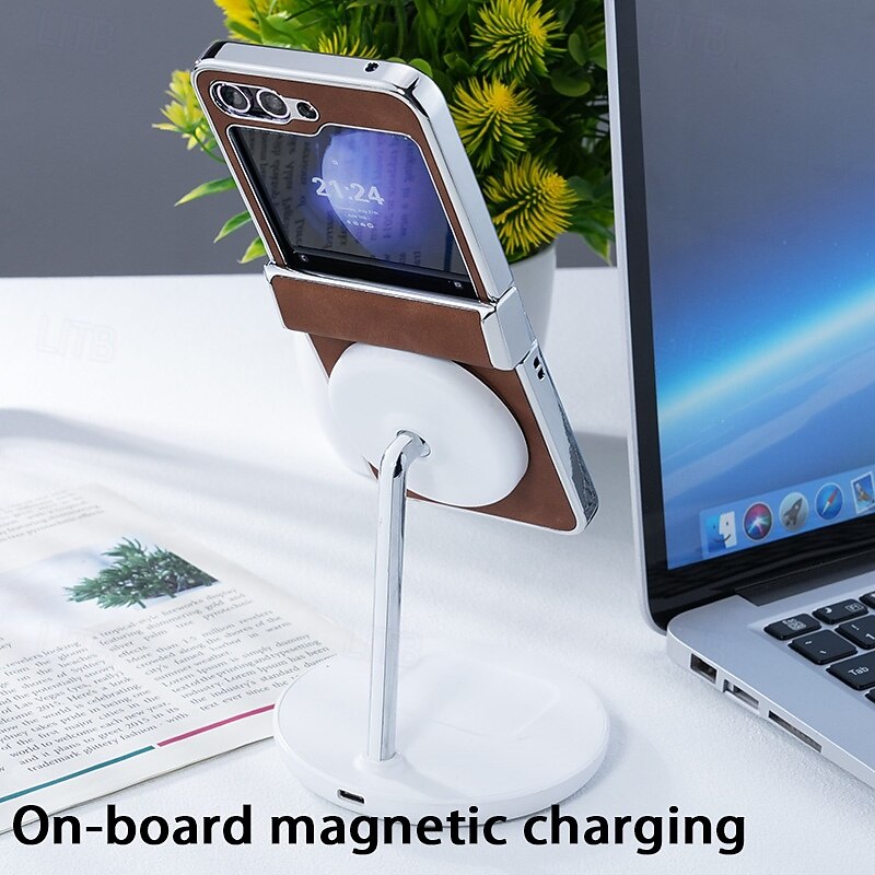 Phone Case For Apple AirTag Z Flip 7 Z Flip 6 Z Flip 5 Z Flip 4 Z Flip 3 Magnetic Adsorption Support Wireless Charging Shockproof Retro PC PU Leather4