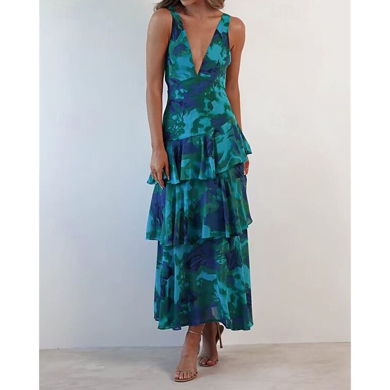 Women's Long Dress Maxi Dress Casual Dress Summer Dress Boho Dress Print Dress Fashion Outdoor Party Holiday Regular Fit Floral Sleeveless Deep V Yellow Pink Red Purple Summer Spring3