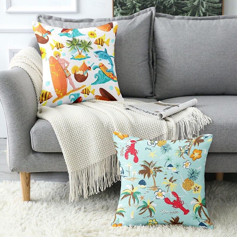 Summer Vacation Decorative Toss Pillows Cover 1PC Soft Square Couch Cushion Case Pillowcase for Bedroom Livingroom Sofa Chair3