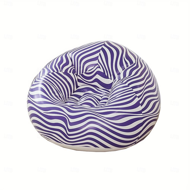 1pc Inflatable Sofa - Single-Size PVC Zebra Stripe Lounge Chair with Carry Bag Portable Indoor/Outdoor Camping & Home Use Striped Pattern in Multiple Colors Inflatable Furniture3