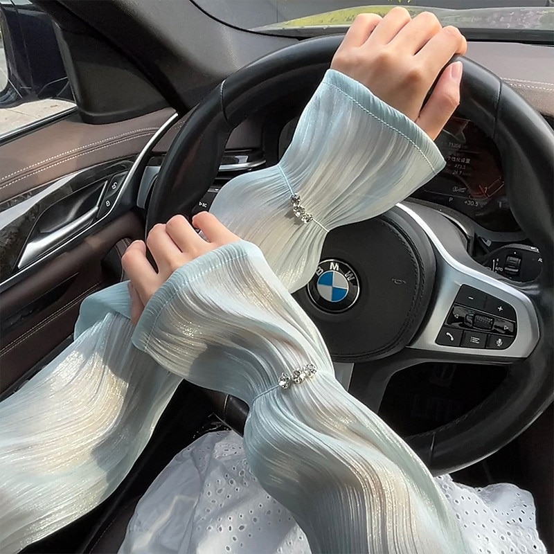 Summer Lace Mesh Ice Sleeves Women's Outdoor Cycling Driving Ice Silk Sleeves Gloves3