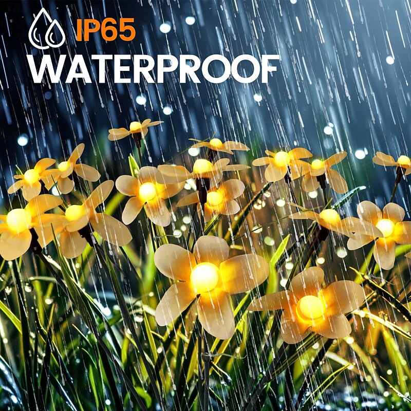 2 Pcs Solar Firefly Fairy Lights Waterproof Outdoor Lawn Ground Light Outdoor Waterproof Garden Light Villa Yard Park Walkway Camping Atmosphere Landscape Decoration3