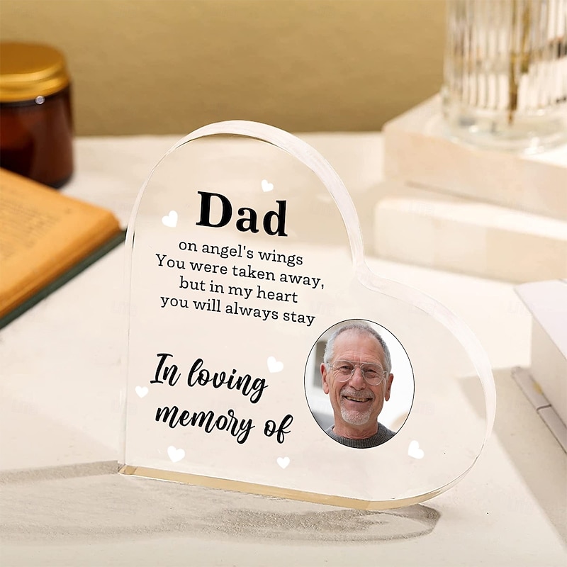 Personalized Heart Shaped Acrylic Plaque, Custom Memorial Gift, Elegant Tribute Decoration to Honor Loved Ones, Perfect for Remembrance and Commemoration3