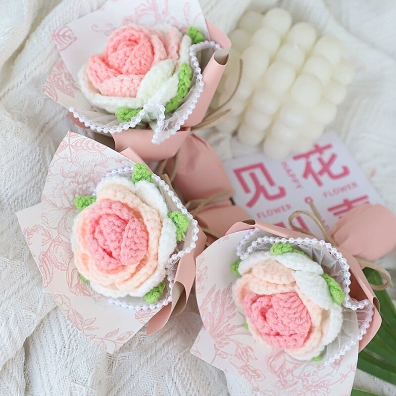 Handmade Crochet Flower Bouquet, Gift for Her, Eternal Knitted Floral Arrangement for Mother's Day, Valentine's Day, Christmas, Anniversary, or Birthday3