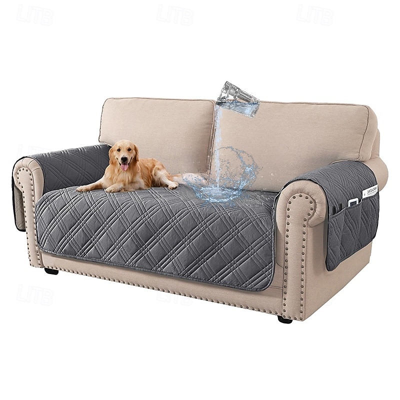 100% Waterproof Couch Covers for Dogs Pets Sofa Covers Washable Sofa Seat Covers with Side Pocket for 3 Cushion Couch Pet Couch Cover Protector Sofa Slipcovers
