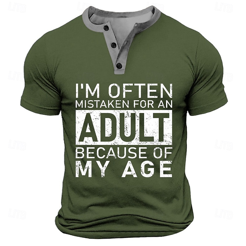 Men's Short Sleeve Funny Graphic T-Shirt - 'I'm Often Mistaken for an Adult Because of My Age' Humorous Age Quote Tee2
