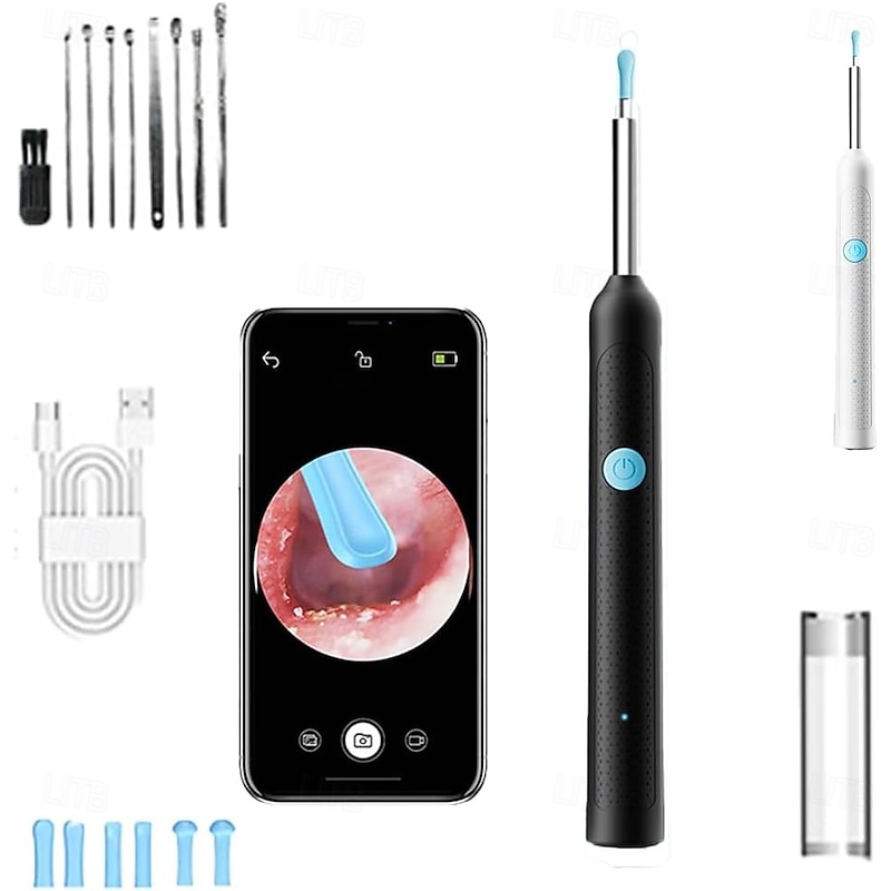 Ear Wax Removal Tool with Camera,Light up Ear Wax Removal Tool,Ear Cleaner Earwax Removal Kit with 9 PCS Ear Set,HD Otoscope, Replacement Tip and LED Light for Ear/Nose/Throat Examination2