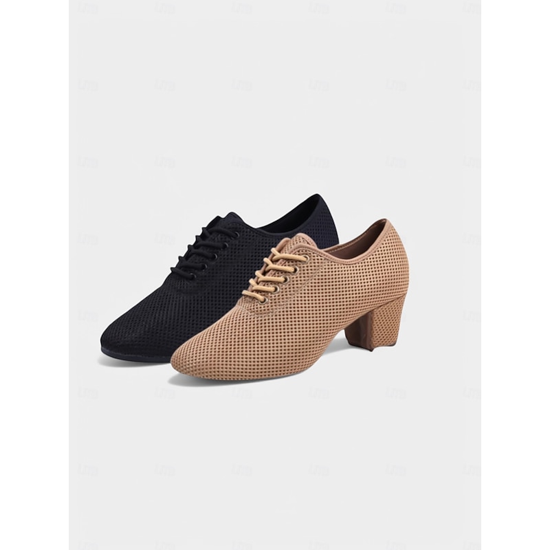 Women's Mesh Lace-Up Flat Dance Shoes with Anti-Slip Rubber Sole – Soft Training Shoes for Ballroom, Practice, and Latin Dance4