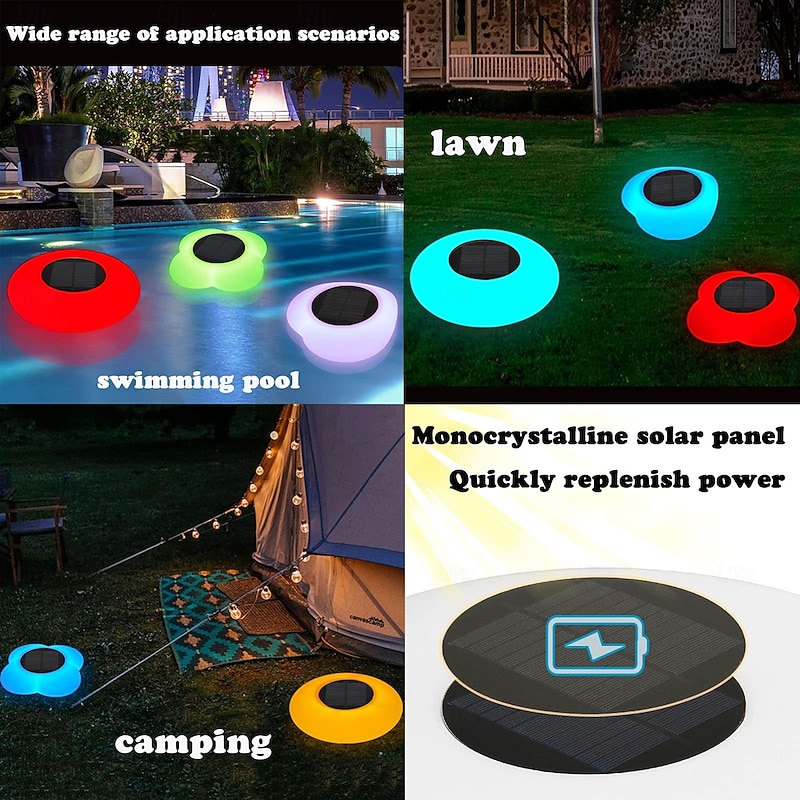 1 Pc Outdoor Solar Rgb Pool Light Waterproofremote Control, 16 Tone Light Fountain Pool Floating Light Landscape Light, Four Styles To Choose From3