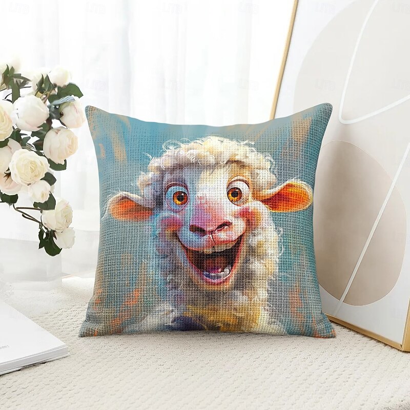 Funny Animal Sheep Decorative Toss Pillows Cover 1PC Soft Square Couch Cushion Case Pillowcase for Bedroom Livingroom Sofa Chair