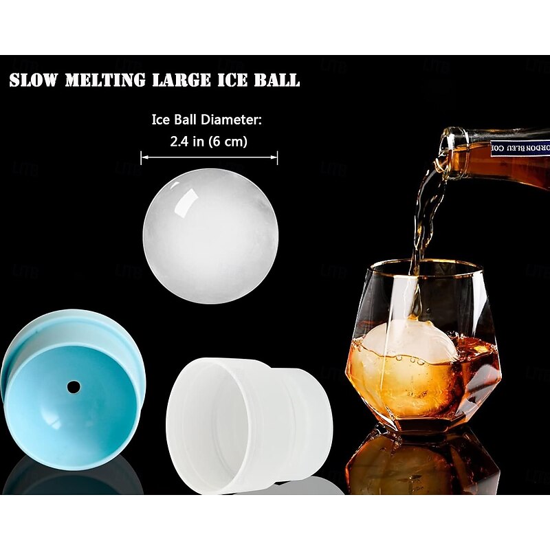 Golf Ball Shaped Ice Molds- Large Ice Mold- Sports Themed Unique Ice Mold Chills Drinks - Odor-Free Freezer Storage, Dishwasher-Safe with Silicone Plunger2