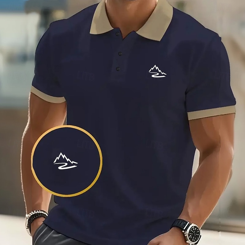Men's Graphic Polo Short Sleeve Polo Shirts Collared Shirts Business Casual Outdoor Daily Wear 3D Print Summer Black Pink Navy Blue2