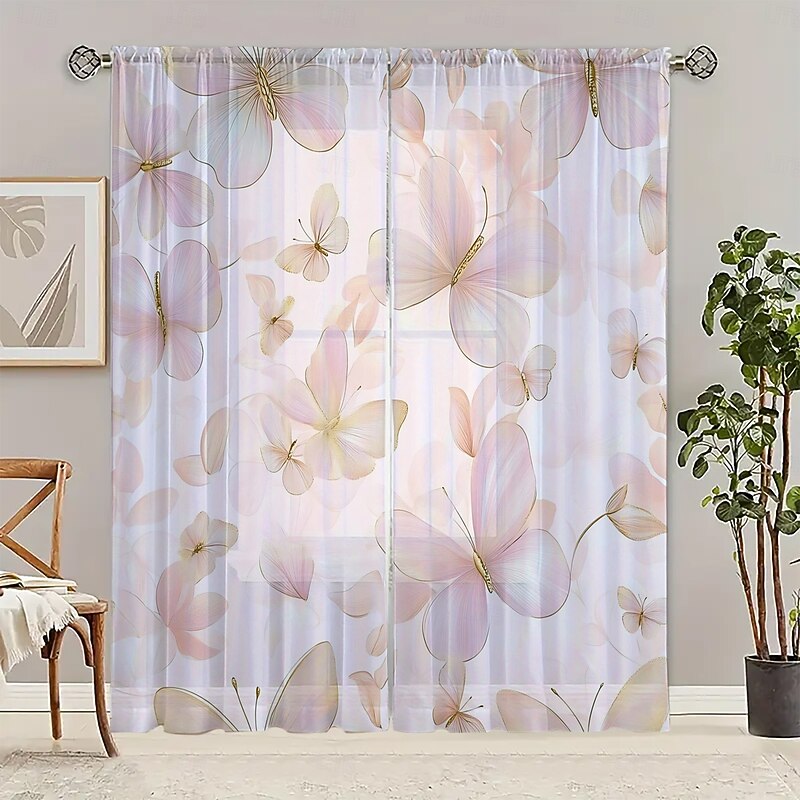 2-Piece set of plant and floral pattern window decoration products. Screen windows can be used for privacy protection and room decoration in bedrooms and kitchens3