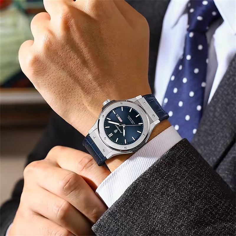 Men Quartz Watch Sports Business Roman Numerals Dial Luminous Date Waterproof Alloy Watch3