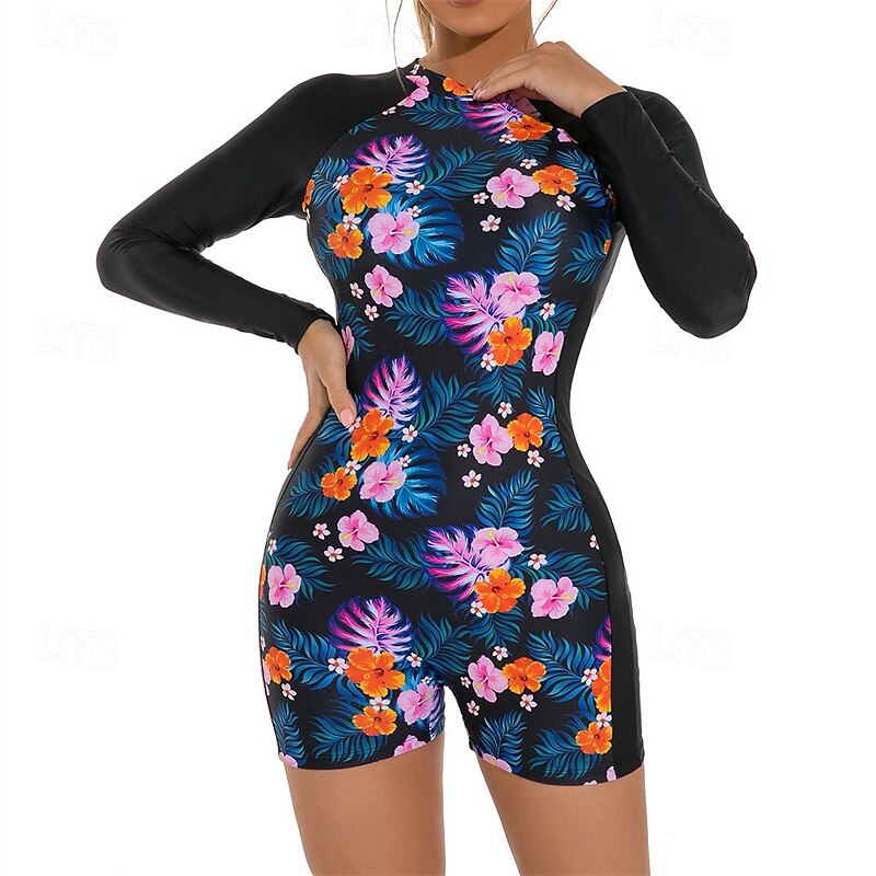 Women's Rash Guard One Piece Swimsuit UV Sun Protection UPF50+ Lightweight Long Sleeve Spandex Swimwear Bathing Suit Swimming Surfing Beach Water Sports Summer Spring Autumn3