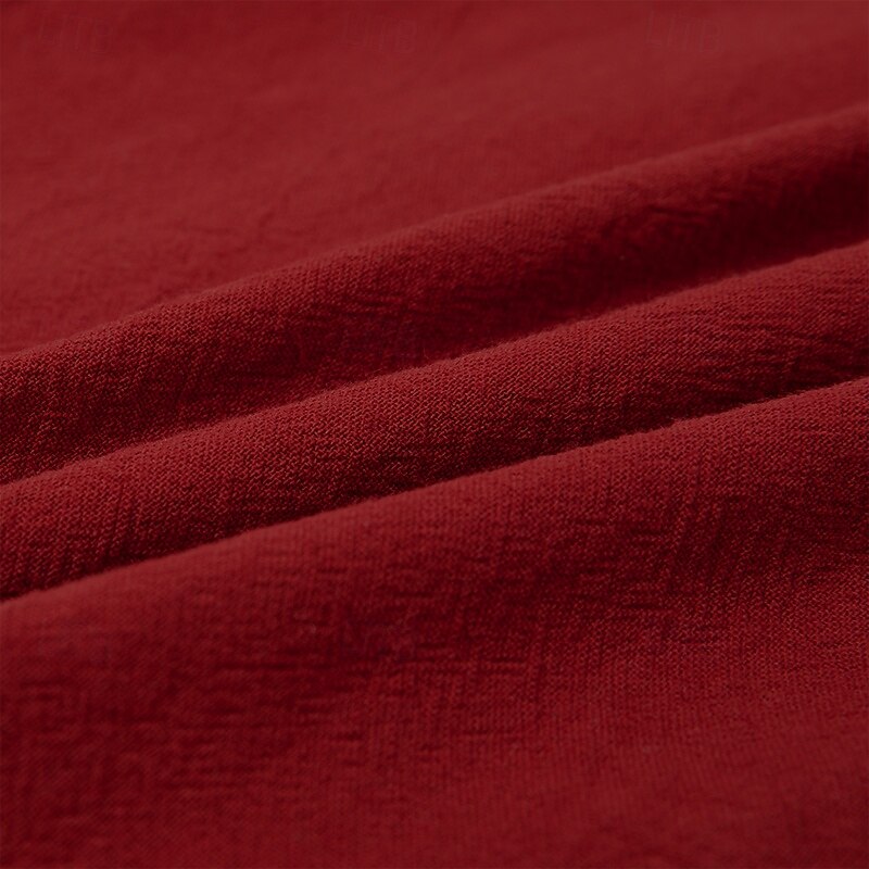 Men's Linen Pants Trousers Summer Pants Embroidered Drawstring Elastic Waist Flowers Comfort Breathable Full Length Outdoor Casual Holiday Fashion Retro Vintage Red2