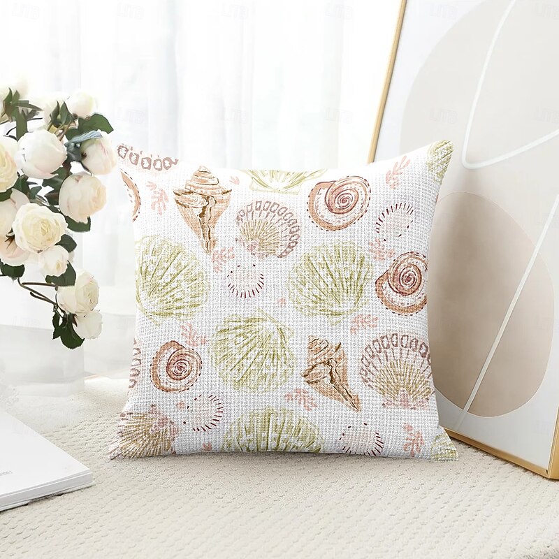 Summer Shells Decorative Toss Pillows Cover 1PC Soft Square Couch Cushion Case Pillowcase for Bedroom Livingroom Sofa Chair